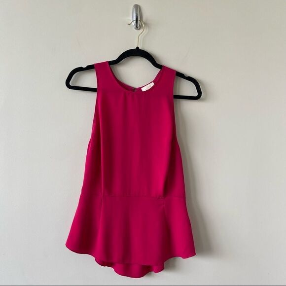 Aritzia-wilfred Raspberry Keyhole Back Peplum Tank Blouse (Size:Small) - Picture 1 of 10